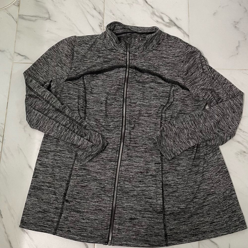 Lane Bryant Livi Athletic Jacket Zip Size 14/16 Dark Heather Gray Pockets Ruffle - Picture 8 of 8